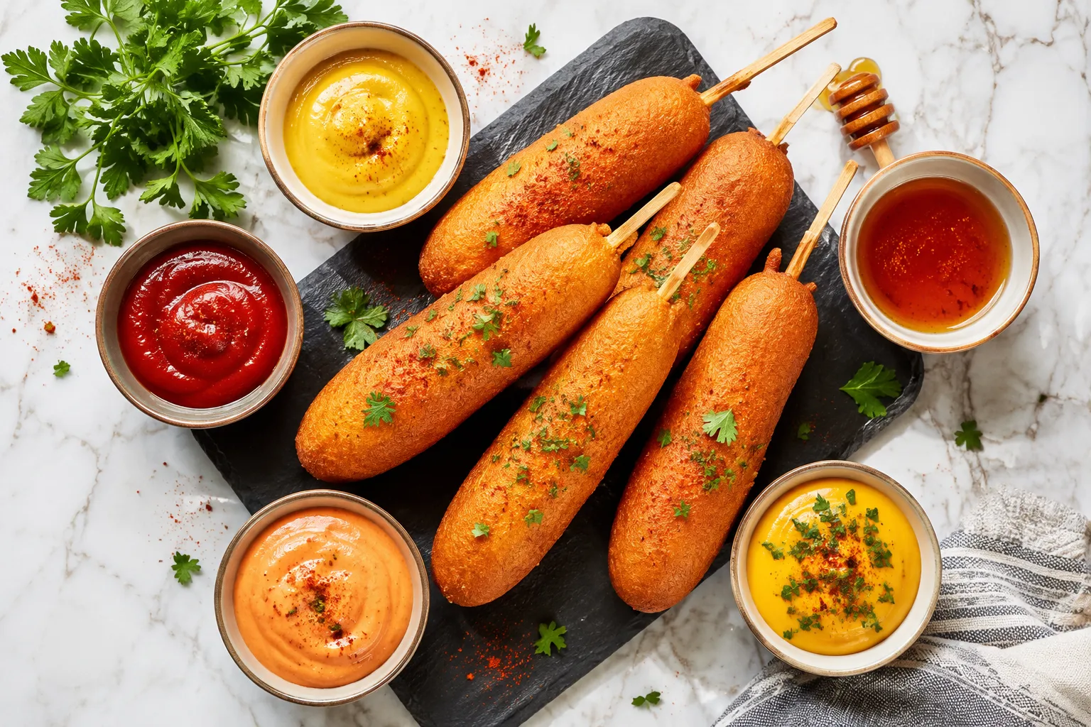 Corn Dog Toppings and Dipping Sauces