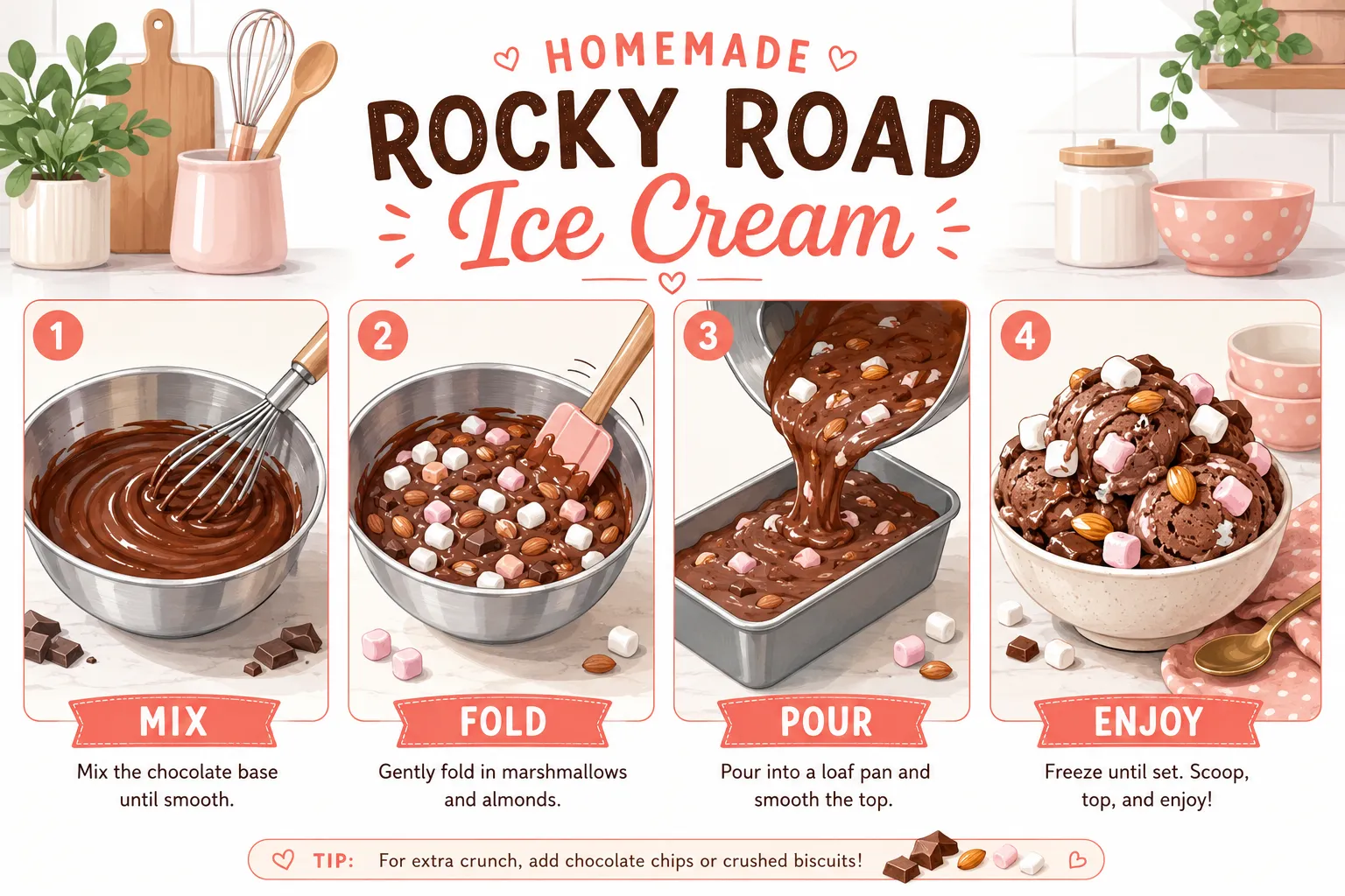 How to Make Homemade Rocky Road Ice Cream