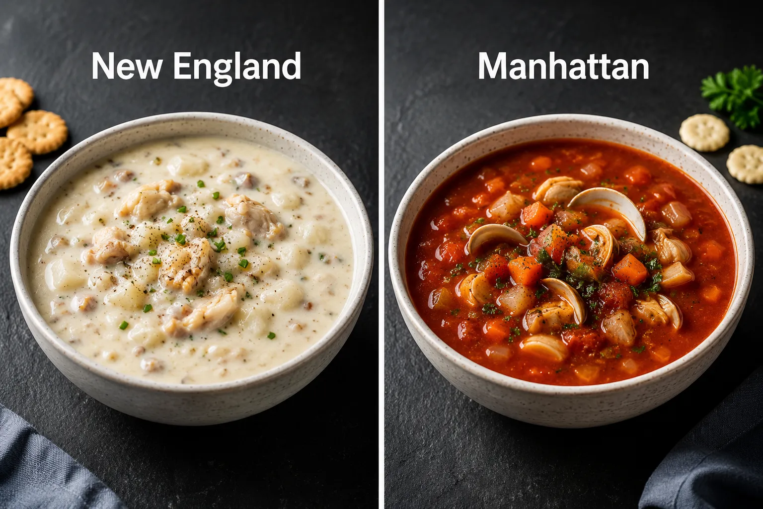 New England vs. Manhattan Clam Chowder: What's the Difference?