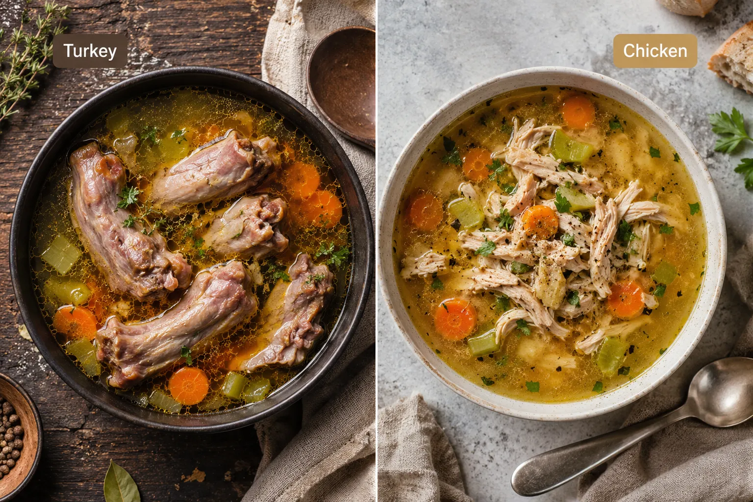 Turkey Neck Soup vs. Chicken Soup