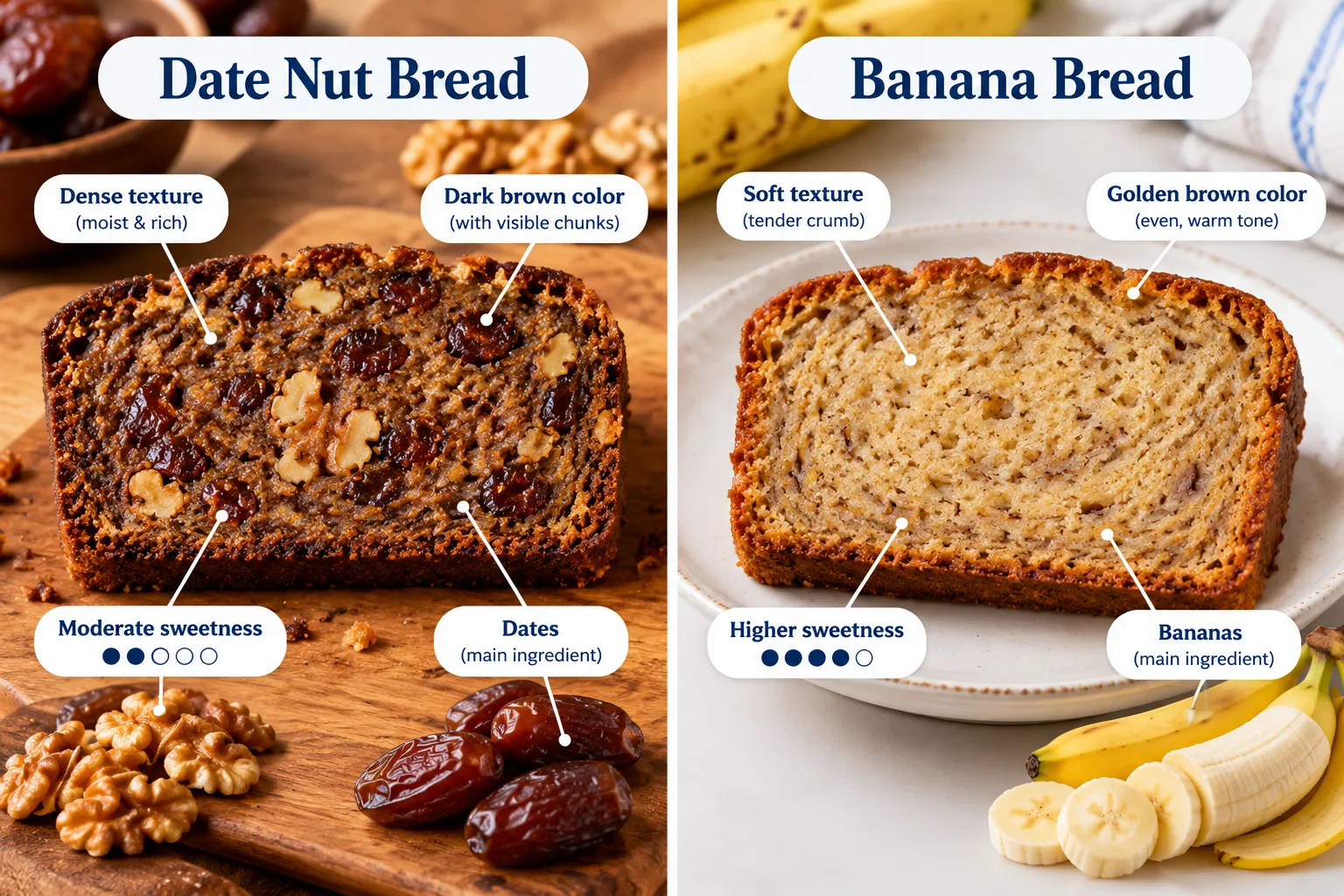 Date Nut Bread vs. Banana Bread: Key Differences