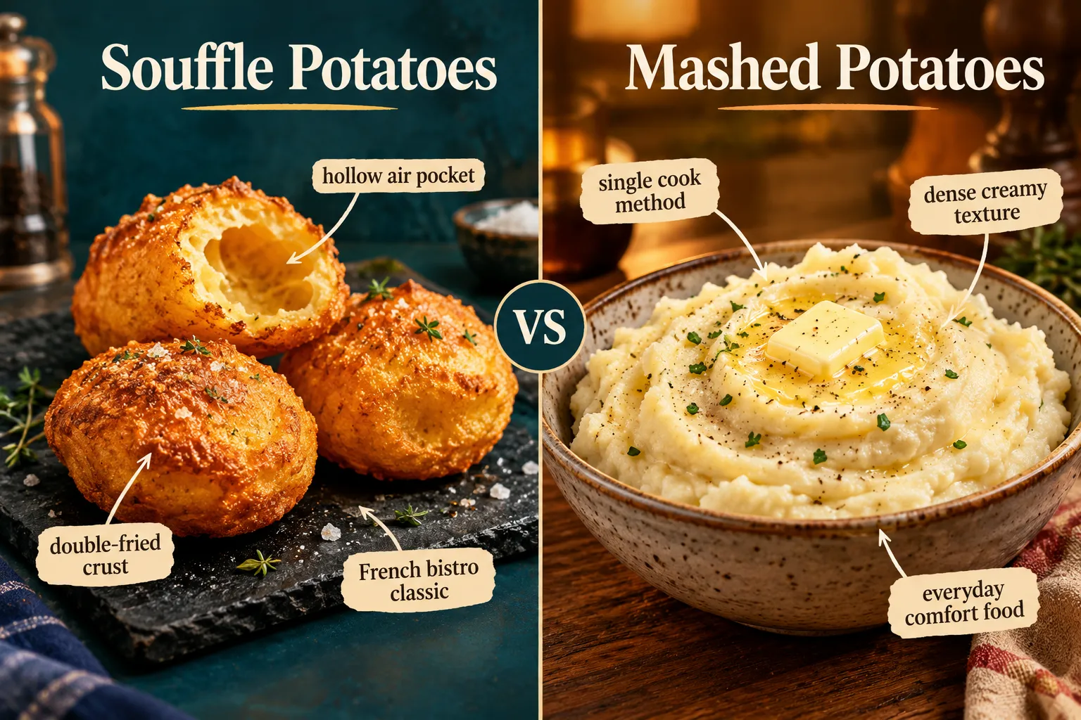 Souffle Potatoes vs. Regular Mashed Potatoes